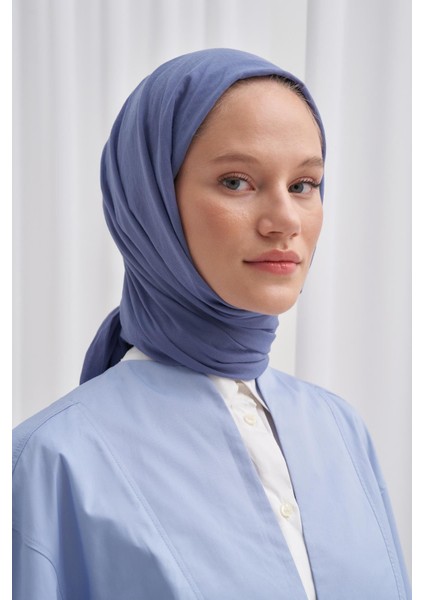 Organik Kırışık Şal Kot Mavi