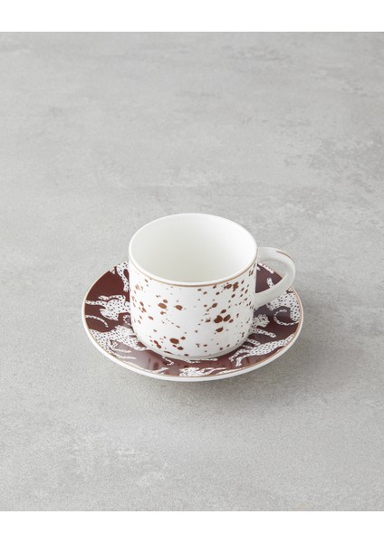 Feline New Bone China 4 Parça 2 Kişilik Kahve Fincan Takımı 100 ml Kahverengi modelleri