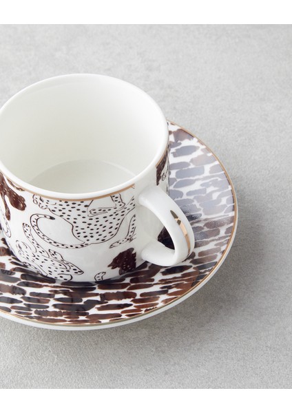 Feline New Bone China 4 Parça 2 Kişilik Kahve Fincan Takımı 100 ml Kahverengi fırsatları