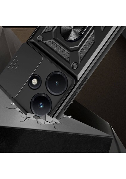 Infinix Hot 30I Kılıf Magnetik Standlı Kamera Korumalı Nxxa Sürgülü Vega Kapak-Mavi fiyatları