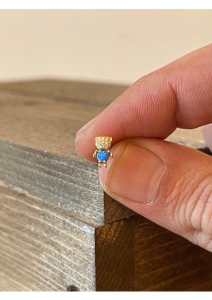 925 Ayar Gümüş Opal Ayı Kıkırdak Helix Tragus Piercingi Gümüş Piercing