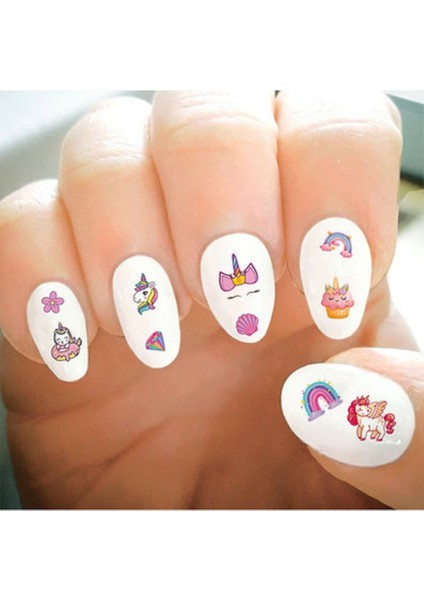 Çok Renkli Unicorn Temalı Kız Çocuk Tırnak Sticker fiyatları