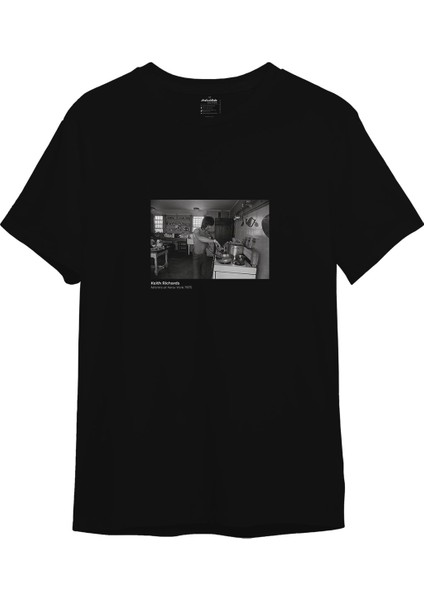 Keith Richards Montauk New York 1975 Tişört - Siyah
