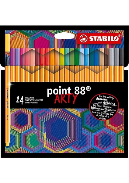 Point 88 Arty - Ince Keçe Uçlu Kalem - 24'lü Paket - Çeşitli Renkler