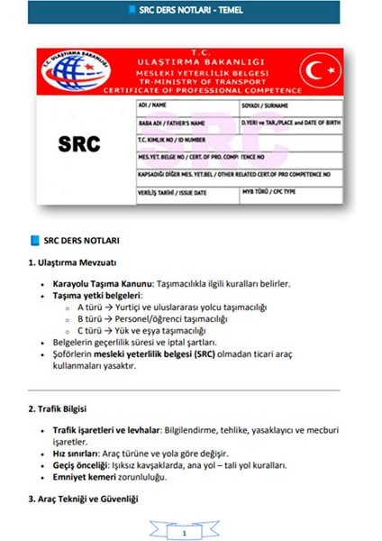 Src Ders Notları Kitabı (Trafik Işaretleri Panosu Ilaveli) fırsatları