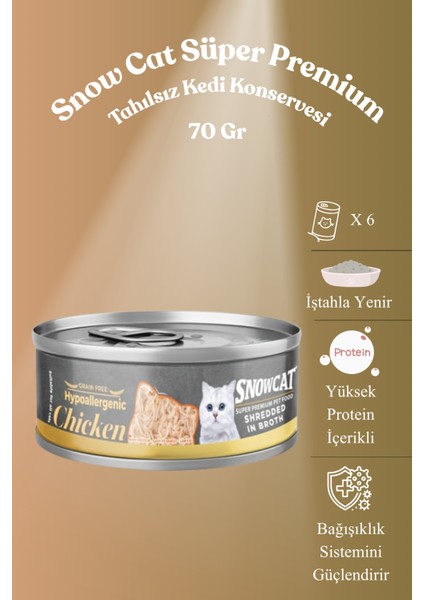 6 Adet Snow Cat Süper Premium Tavuk Suyunda Özel Soslu Tavuk Göğüsü 70 gr
