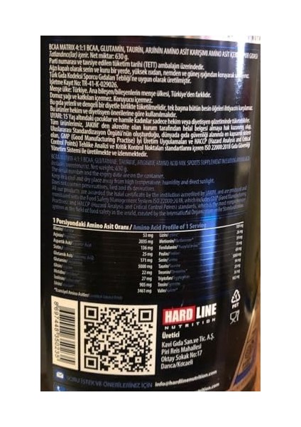 Hardline Nutrition Bcaa Matrix - Böğürtlen Aromalı, 630 gr fiyatları