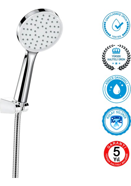 | Valtemo Parlak Krom Yuvarlak El Duşu + Hortum + Mafsal 3’lü Duş Seti fiyatları