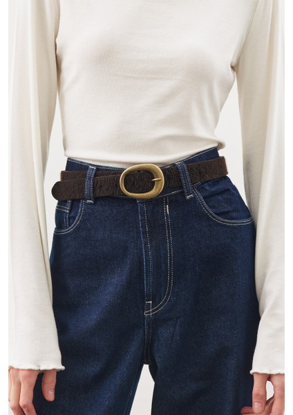 Suni Tay Tüyü Kemer Kahverengi