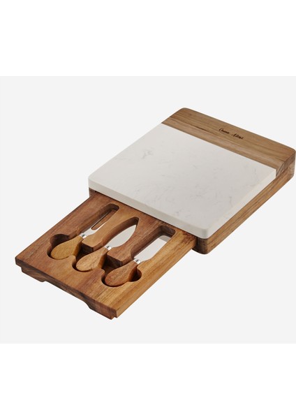 Acacia Elegance Beyaz Ahşap Peynir Sunum Tabağı fiyatları