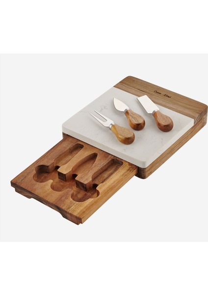 Acacia Elegance Beyaz Ahşap Peynir Sunum Tabağı fırsatları