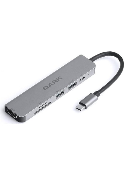 USB 3.1 Type-C 6 In 1 Hdmı/tf Sd Kart Okuyucu/usb 3.0 & USB 2.0 / Usb-C Pd Dönüştürücü Çevirici Hub (DK-AC-U31X38)
