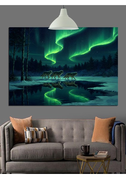 Kuzey Işıkları Dekoratif Kanvas - Mdf Ahşap Tablo modelleri