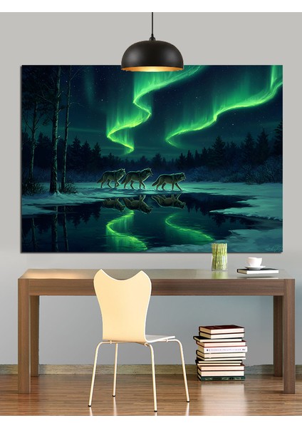 Kuzey Işıkları Dekoratif Kanvas - Mdf Ahşap Tablo fırsatları