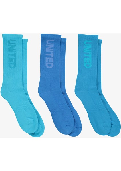 Unıted4 Unisex Mavi/turkuaz 3'lü Çorap