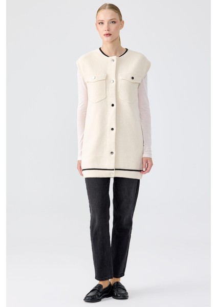 22019 Cep Detaylı Triko Yelek modelleri