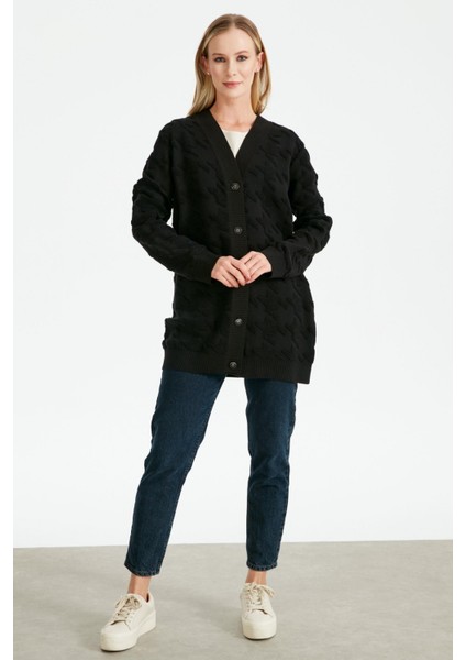 21504 Kazayaklı Havlu Örgülü Triko Hırka