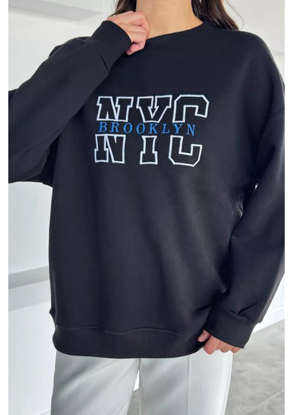 Nakışlı Üç Iplik Şardonlu Kadın Sweatshirt P-00018506 modelleri