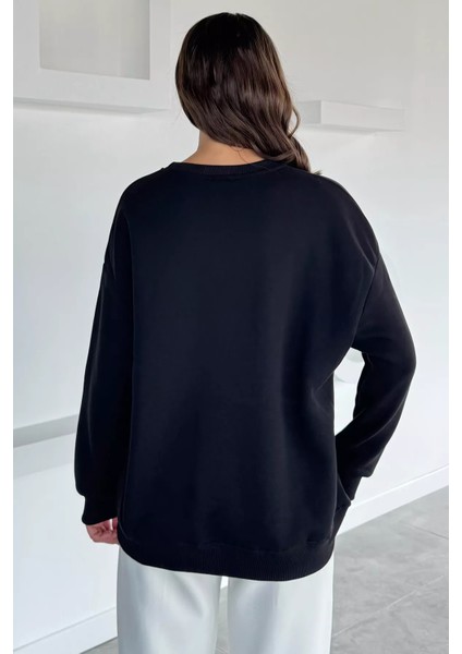 Nakışlı Üç Iplik Şardonlu Kadın Sweatshirt P-00018506 fırsatları