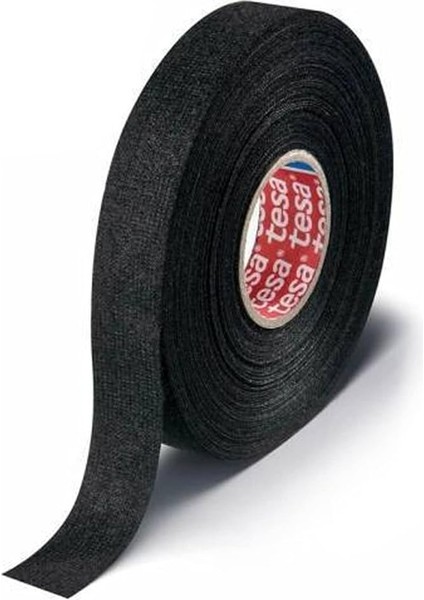 Tesa Tüylü Bant Polyester Bez Kablo Sarma Bandı 19 mm x 15 Metre Siyah