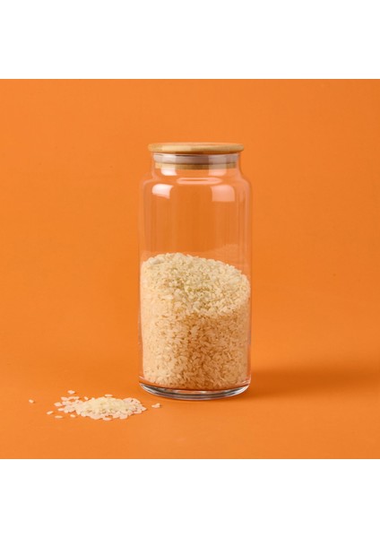 Bambu Kapaklı Cam Kavanoz - Şeffaf - 1,3 Lt