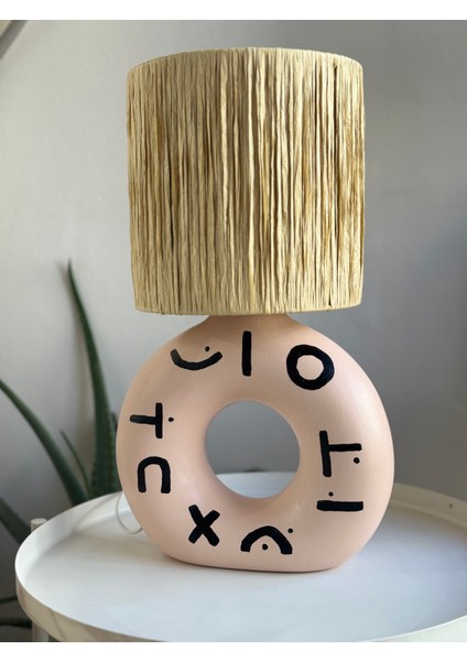 Hasır Başlıklı Ham Seramik Simit Abajur modelleri