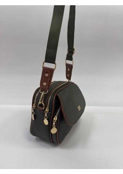 ,çok Gözlü , haki taba bayan Çapraz Çantası modelleri