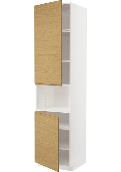 Mikrodalga fırın boy dolabı, VOXTORP meşe görünümlü, 60x60x240 cm, 2 kapaklı ve 4 raflı