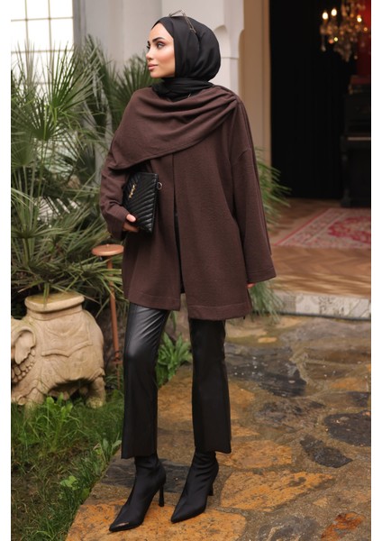 Kahverengi Şal Detaylı Dokulu Hırka fiyatları