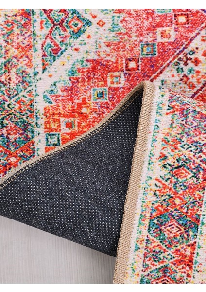 Otantik MDL892 Vintage Baskı Halı Silinebilir Yıkanabilir Salon Antre Mutfak Halı Yolluk