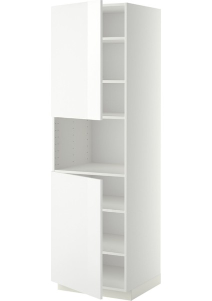 Mikrodalga fırın boy dolabı, RINGHULT beyaz, 60x60x200 cm, 2 kapaklı ve 6 raflı