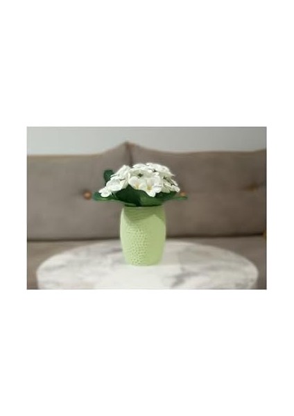 Dahil, Dahil, Çiçek,beyaz Yapay Çiçek, Yeşil Petek Desenli Poliresin 8X8X15CM fiyatları