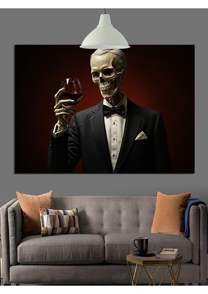 Smokinli Kurukafa Şık Giyimli Dekoratif Kanvas - Mdf Ahşap Tablo