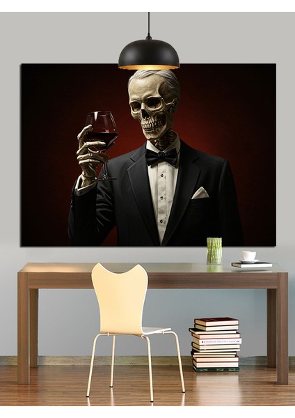 Smokinli Kurukafa Şık Giyimli Dekoratif Kanvas - Mdf Ahşap Tablo fiyatları