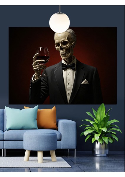 Smokinli Kurukafa Şık Giyimli Dekoratif Kanvas - Mdf Ahşap Tablo modelleri