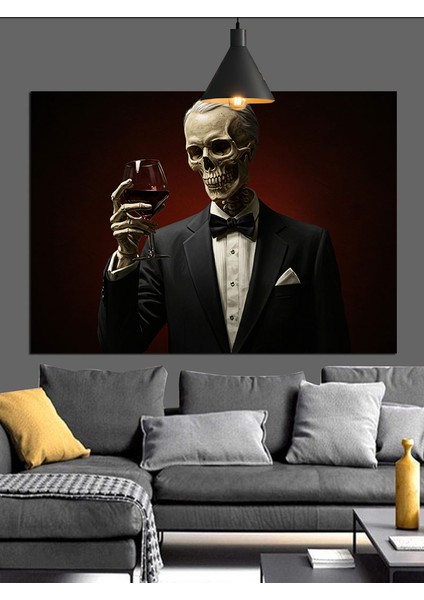 Smokinli Kurukafa Şık Giyimli Dekoratif Kanvas - Mdf Ahşap Tablo indirimleri