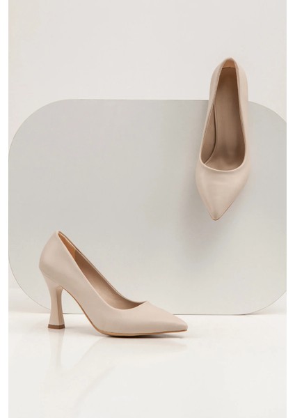 Kadın Kadeh Topuk Krem / Şık Kadın Topuklu / Rahat Kadın Topuklu/şık Ayakkabı