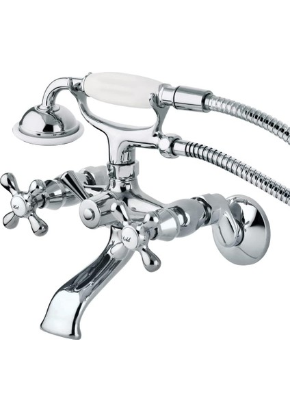 Brass KS265C Pençe Ayaklı Duvara Monte Küvet Musluğu, Cilalı Krom