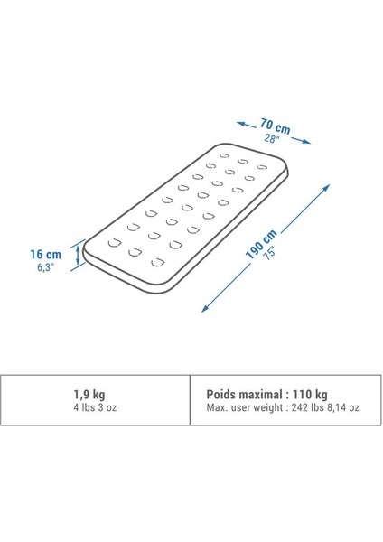 Şişme Kamp Yatağı - 1 Kişilik - 70 cm - Air Basic fiyatları