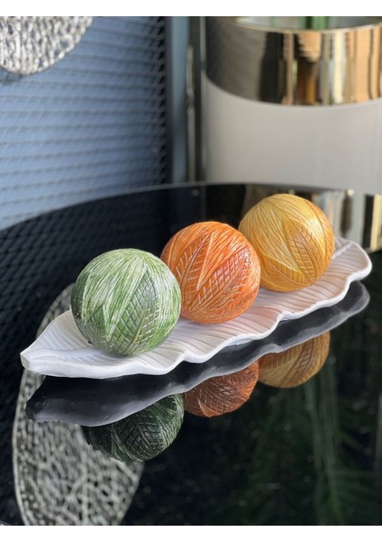 3 Top Yaprak Tepsi Dekor Set No:23