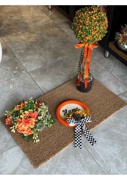 Kapı Önü Paspas Set 3 Parça Turuncu