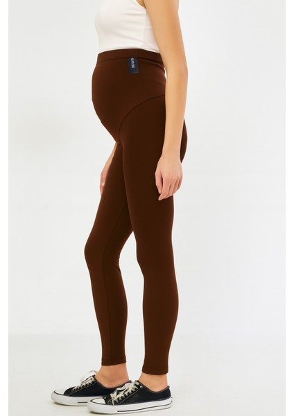 Ayarlanabilir Yüksek Bel Esnek Toparlayıcı ve Sıkılaştırıcı Hamile Tayt Kahverengi modelleri