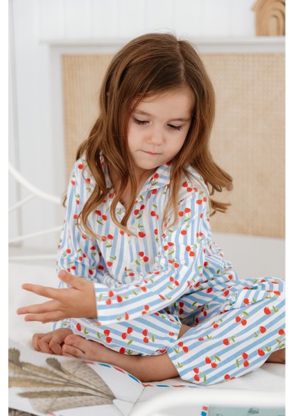 Bambu Kumaş Önden Düğmeli Kız Çocuk Pijama Takımı modelleri