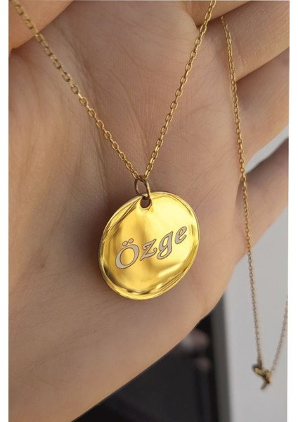 925 Ayar Gümüş 24 Ayar Altın Kaplama Isimli Plaka Kolye
