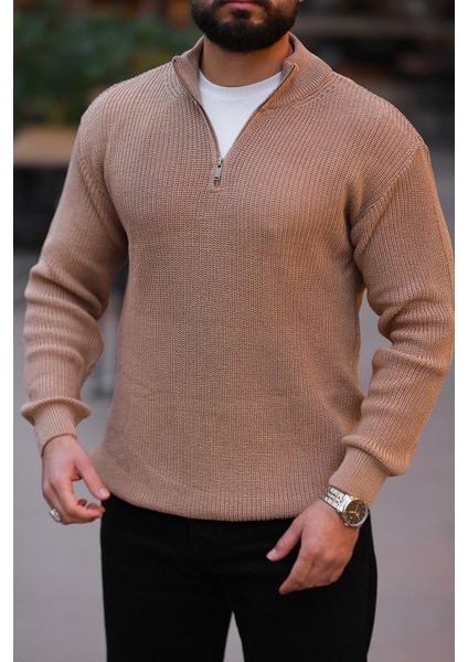 Kalın Örgü Fermuarlı Kazak modelleri