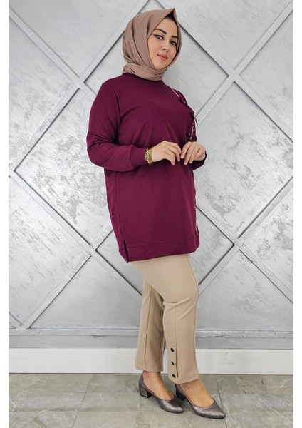Kadın Düğme Taş Detaylı Biyeli Tesettür Tunik fiyatları