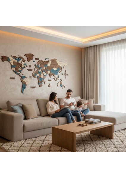 Elegant Ahşap Dünya Haritası