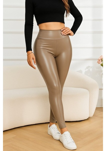 Kadın Yüksek Bel Deri Tayt modelleri