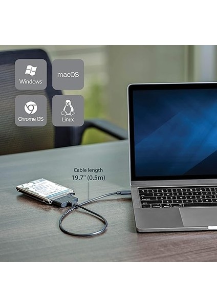 Com USB C Sata Adaptör Kablosu 2,5 Inç Ssd/hdd Için - USB 3.1 (10GBIT/S) - Thunderbolt 3 Uyumlu - Sata I/ıı/ııı (USB31CSAT3CB) modelleri
