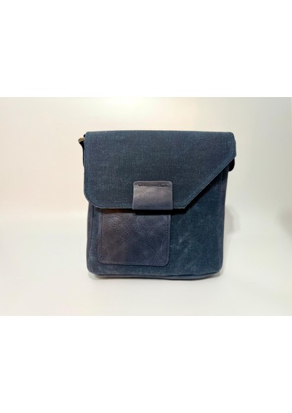 Natderi Hakiki Deri ve Kanvas Omuz Çantası | 20X21 cm | Ayarlanabilir Askılı, Ön Cepli Unisex Günlük Çanta fiyatları